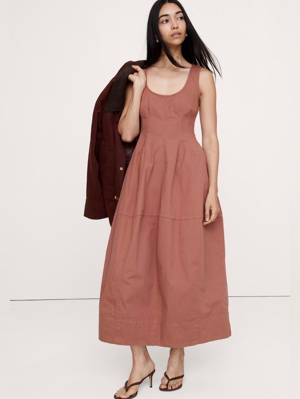 NWT-Banana Republic Stretch Cotton Barrel Midi Dress, Size 2